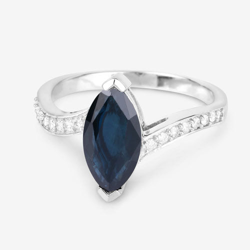 2.26 Carat Genuine Blue Sapphire and White Diamond 14K White Gold Ring by Bids.com