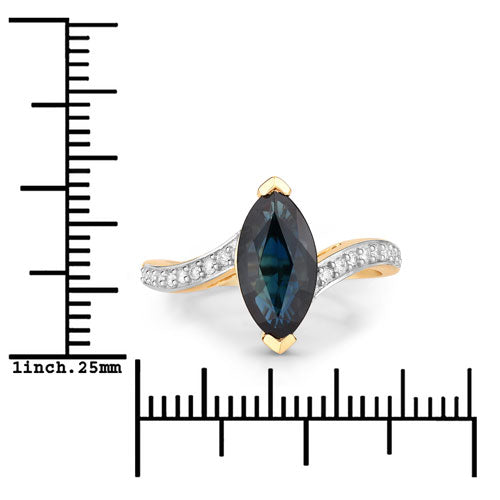 2.26 Carat Genuine Blue Sapphire and White Diamond 14K Yellow Gold Ring by Bids.com