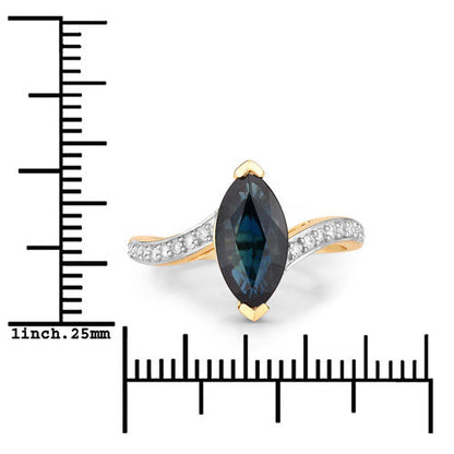 2.26 Carat Genuine Blue Sapphire and White Diamond 14K Yellow Gold Ring by Bids.com