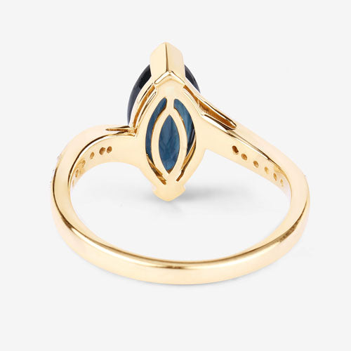 2.26 Carat Genuine Blue Sapphire and White Diamond 14K Yellow Gold Ring by Bids.com
