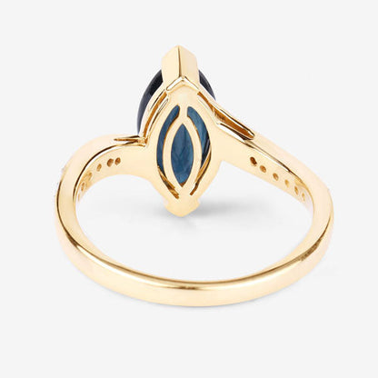 2.26 Carat Genuine Blue Sapphire and White Diamond 14K Yellow Gold Ring by Bids.com