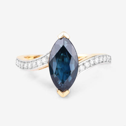 2.26 Carat Genuine Blue Sapphire and White Diamond 14K Yellow Gold Ring by Bids.com