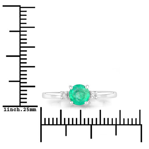 0.71 Carat Genuine Zambian Emerald and White Diamond 14K White Gold Ring by Bids.com