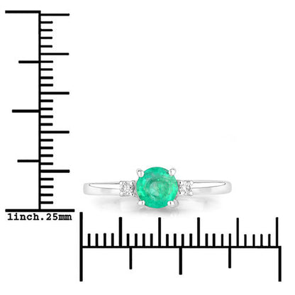 0.71 Carat Genuine Zambian Emerald and White Diamond 14K White Gold Ring by Bids.com