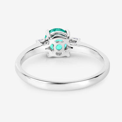 0.71 Carat Genuine Zambian Emerald and White Diamond 14K White Gold Ring by Bids.com