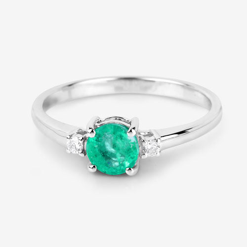0.71 Carat Genuine Zambian Emerald and White Diamond 14K White Gold Ring by Bids.com
