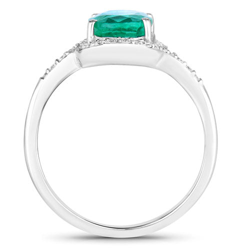 1.92 Carat Genuine Zambian Emerald and White Diamond 14K White Gold Ring by Bids.com