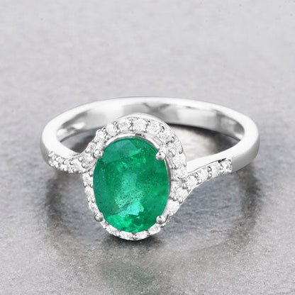 1.92 Carat Genuine Zambian Emerald and White Diamond 14K White Gold Ring by Bids.com