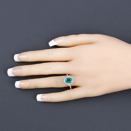 1.92 Carat Genuine Zambian Emerald and White Diamond 14K White Gold Ring by Bids.com