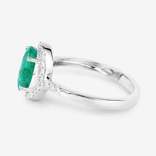 1.92 Carat Genuine Zambian Emerald and White Diamond 14K White Gold Ring by Bids.com
