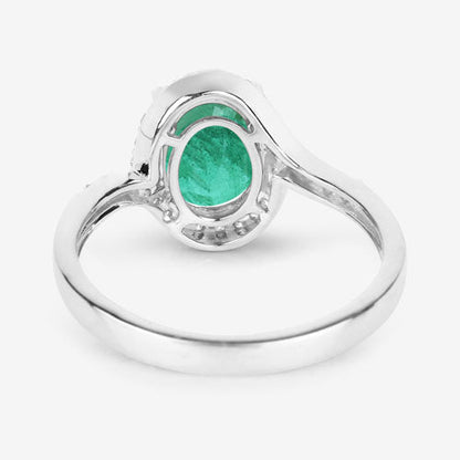 1.92 Carat Genuine Zambian Emerald and White Diamond 14K White Gold Ring by Bids.com