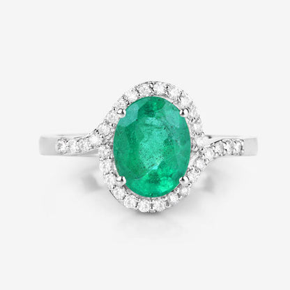 1.92 Carat Genuine Zambian Emerald and White Diamond 14K White Gold Ring by Bids.com