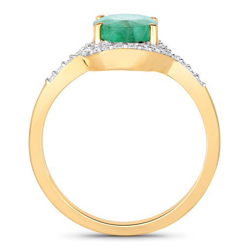 1.92 Carat Genuine Zambian Emerald and White Diamond 14K Yellow Gold Ring by Bids.com