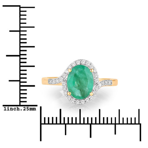1.92 Carat Genuine Zambian Emerald and White Diamond 14K Yellow Gold Ring by Bids.com