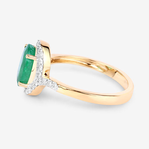 1.92 Carat Genuine Zambian Emerald and White Diamond 14K Yellow Gold Ring by Bids.com