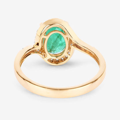 1.92 Carat Genuine Zambian Emerald and White Diamond 14K Yellow Gold Ring by Bids.com