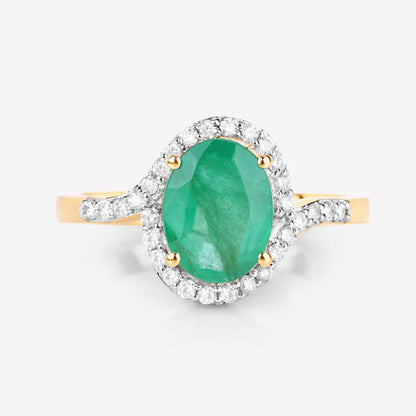1.92 Carat Genuine Zambian Emerald and White Diamond 14K Yellow Gold Ring by Bids.com