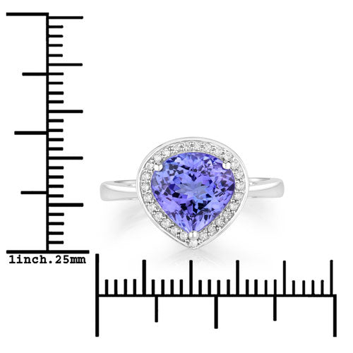2.40 Carat Genuine Tanzanite and White Diamond 14K White Gold Ring  DestGlow