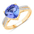 2.66 Carat Genuine Tanzanite and White Diamond 14K Yellow Gold Ring  DestGlow