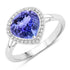 2.89 Carat Genuine Tanzanite and White Diamond 14K White Gold Ring  DestGlow