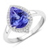 2.72 Carat Genuine Tanzanite and White Diamond 14K White Gold Ring  DestGlow