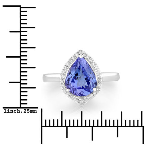 2.72 Carat Genuine Tanzanite and White Diamond 14K White Gold Ring  DestGlow