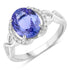 2.86 Carat Genuine Tanzanite and White Diamond 14K White Gold Ring  DestGlow