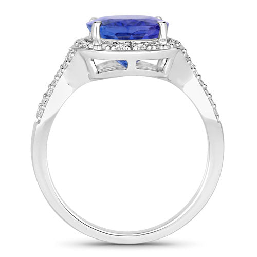 4.12 Carat Genuine Tanzanite and White Diamond 14K White Gold Ring by Bids.com