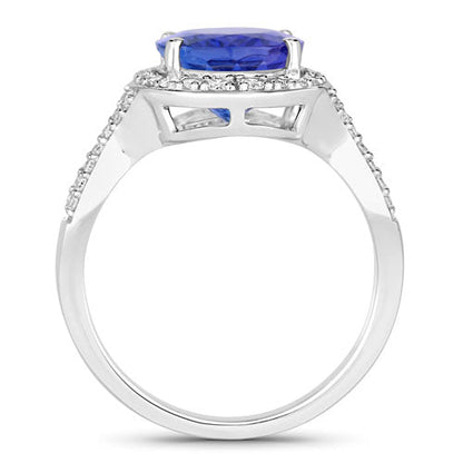 4.12 Carat Genuine Tanzanite and White Diamond 14K White Gold Ring by Bids.com