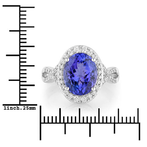 4.12 Carat Genuine Tanzanite and White Diamond 14K White Gold Ring by Bids.com
