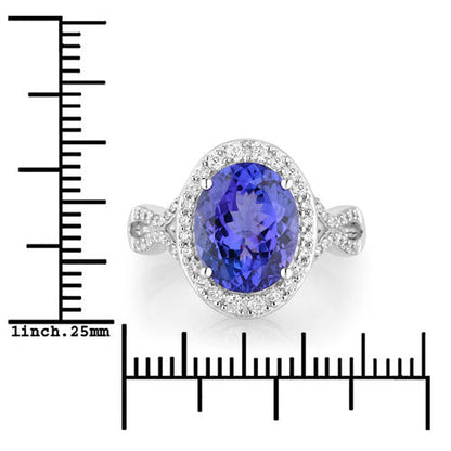 4.12 Carat Genuine Tanzanite and White Diamond 14K White Gold Ring by Bids.com
