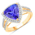 4.10 Carat Genuine Tanzanite and White Diamond 14K Yellow Gold Ring by Bids.com