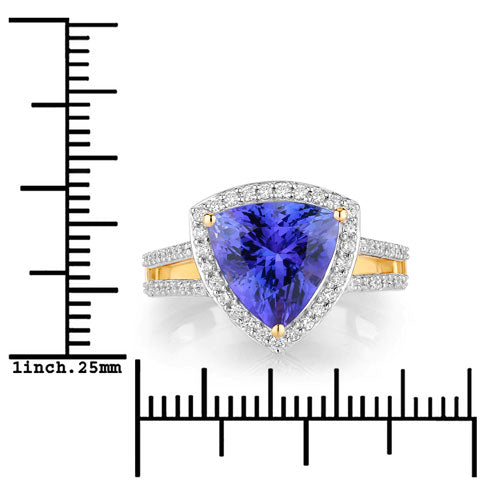 4.10 Carat Genuine Tanzanite and White Diamond 14K Yellow Gold Ring by Bids.com