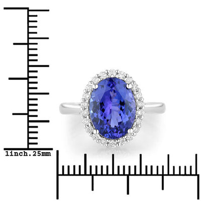 3.95 Carat Genuine Tanzanite and White Diamond 14K White Gold Ring by Bids.com