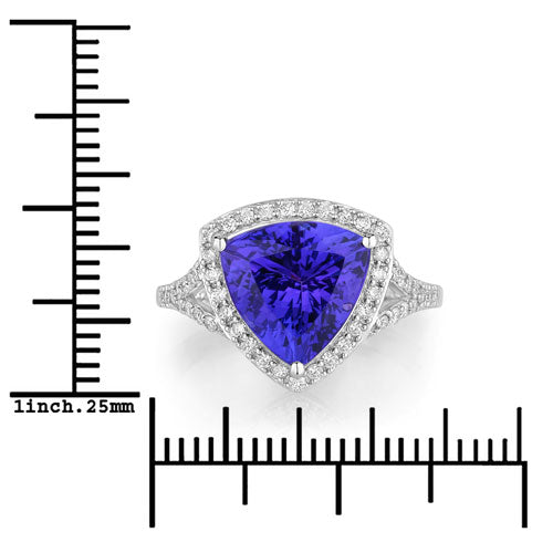 4.42 Carat Genuine Tanzanite and White Diamond 14K White Gold Ring by Bids.com