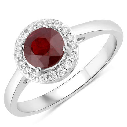 1.12 Carat Genuine Ruby and White Diamond 14K White Gold Ring by Bids.com
