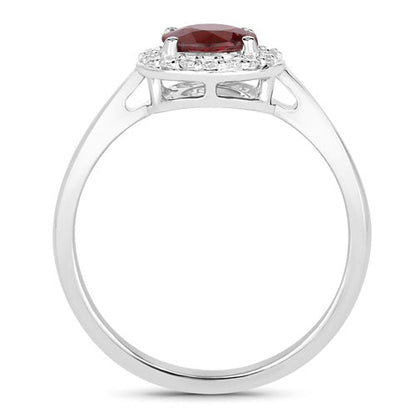 1.12 Carat Genuine Ruby and White Diamond 14K White Gold Ring by Bids.com