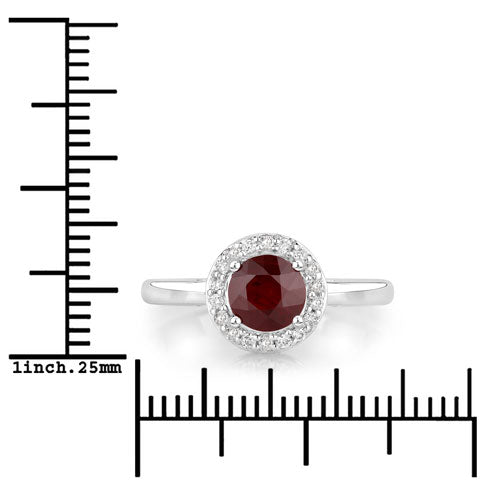 1.12 Carat Genuine Ruby and White Diamond 14K White Gold Ring by Bids.com