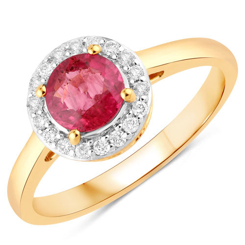 1.12 Carat Genuine Ruby and White Diamond 14K Yellow Gold Ring by Bids.com