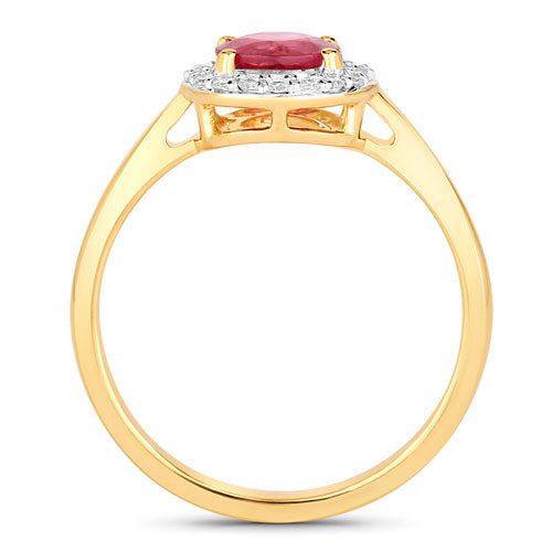 1.12 Carat Genuine Ruby and White Diamond 14K Yellow Gold Ring by Bids.com
