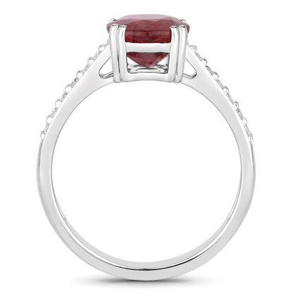 2.20 Carat Genuine Ruby and White Diamond 14K White Gold Ring by Bids.com
