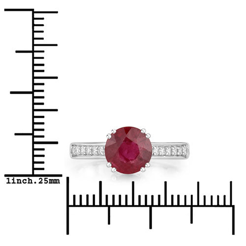 2.20 Carat Genuine Ruby and White Diamond 14K White Gold Ring by Bids.com