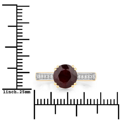 2.20 Carat Genuine Ruby and White Diamond 14K Yellow Gold Ring by Bids.com