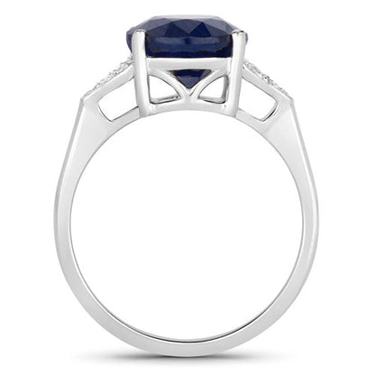 4.46 Carat Genuine Blue Sapphire and White Diamond 14K White Gold Ring by Bids.com