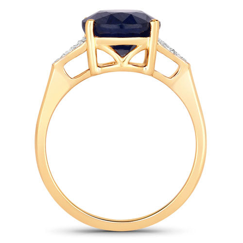 4.46 Carat Genuine Blue Sapphire and White Diamond 14K Yellow Gold Ring by Bids.com