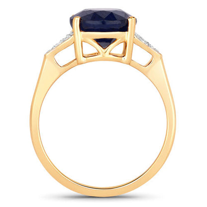 4.46 Carat Genuine Blue Sapphire and White Diamond 14K Yellow Gold Ring by Bids.com
