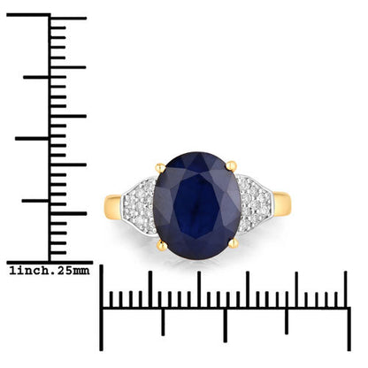 4.46 Carat Genuine Blue Sapphire and White Diamond 14K Yellow Gold Ring by Bids.com