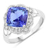 3.51 Carat Genuine Tanzanite and White Diamond 14K White Gold Ring  DestGlow