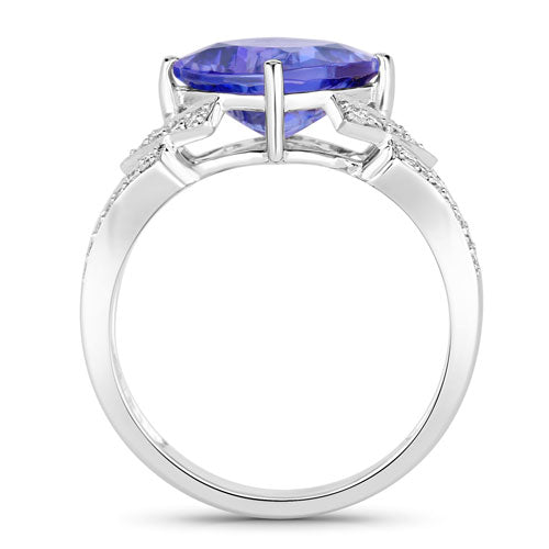 3.43 Carat Genuine Tanzanite and White Diamond 14K White Gold Ring by Bids.com