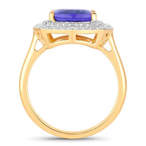 4.84 Carat Genuine Tanzanite and White Diamond 14K Yellow Gold Ring by Bids.com